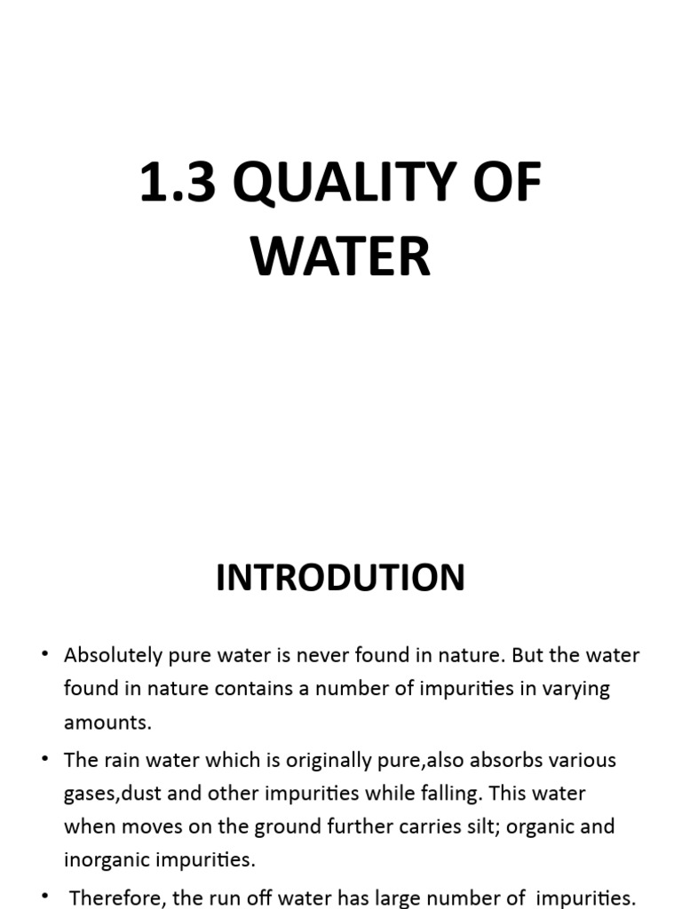 1.3 Quality of Water | PDF | Water | Ph