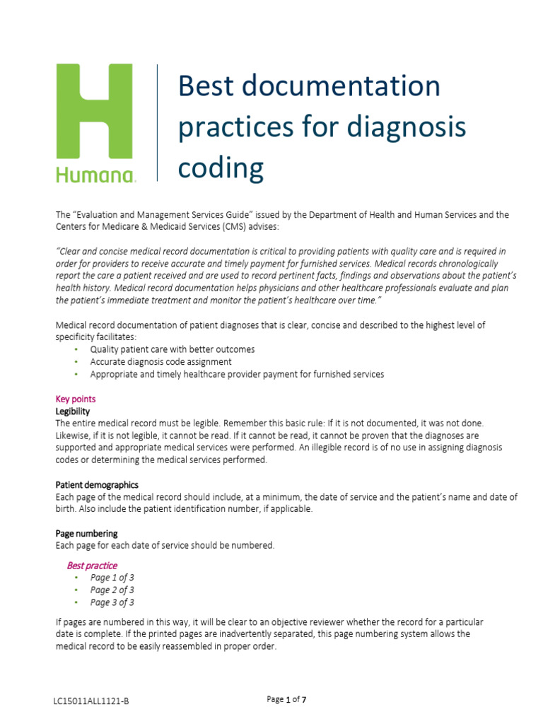 Best Practices for Diagnosis Coding | PDF | Medical Diagnosis | Medical ...