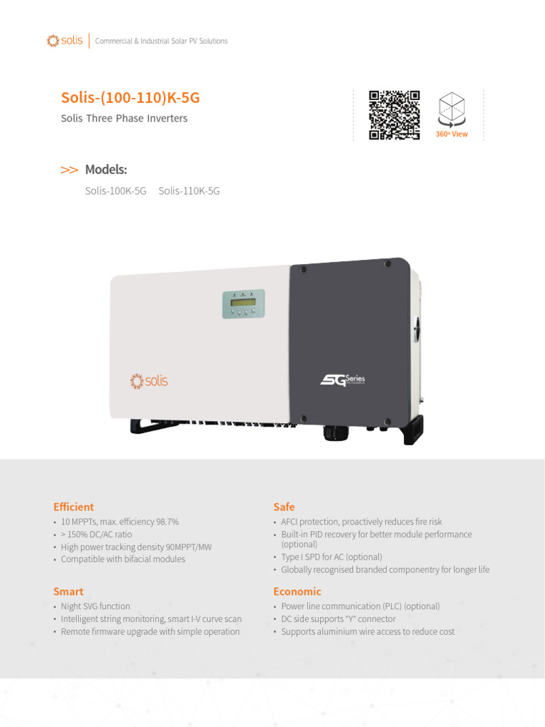 Datasheet Solis - (100-110) K-5G IND V2.0 2022 08 | PDF | Photovoltaic ...