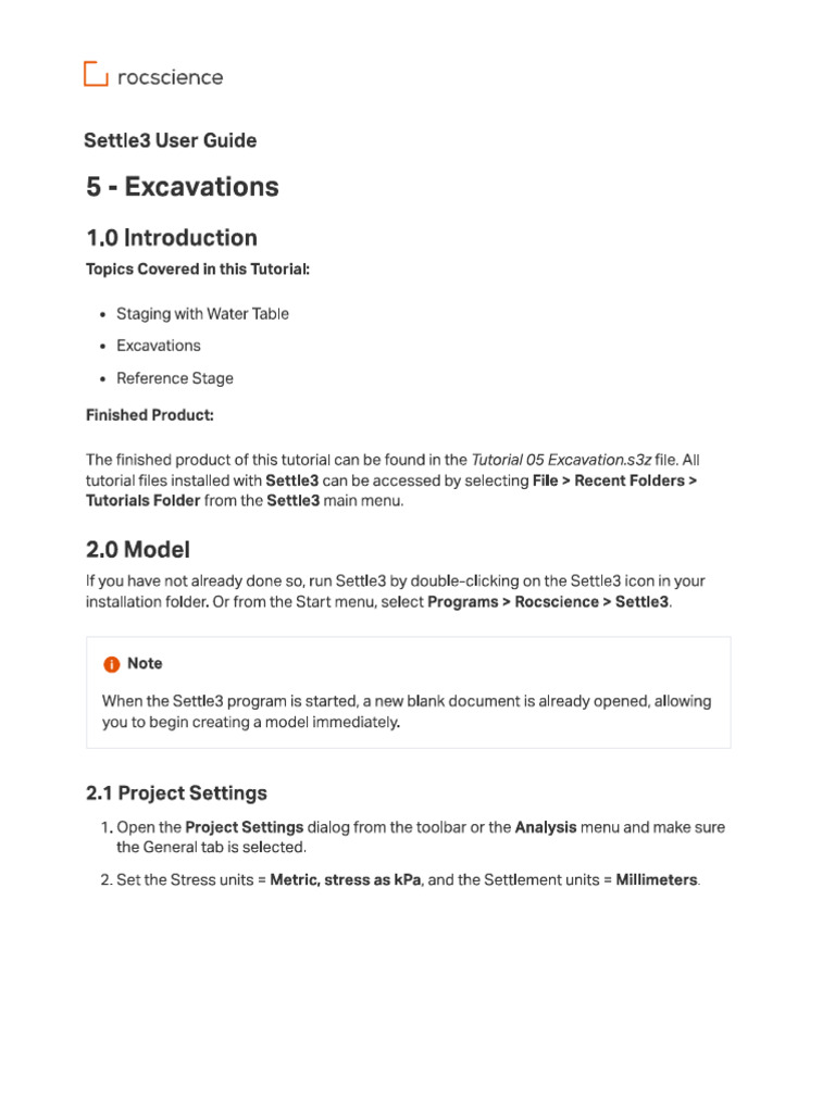 Settle3 Tutorials - 5 - Excavations | PDF