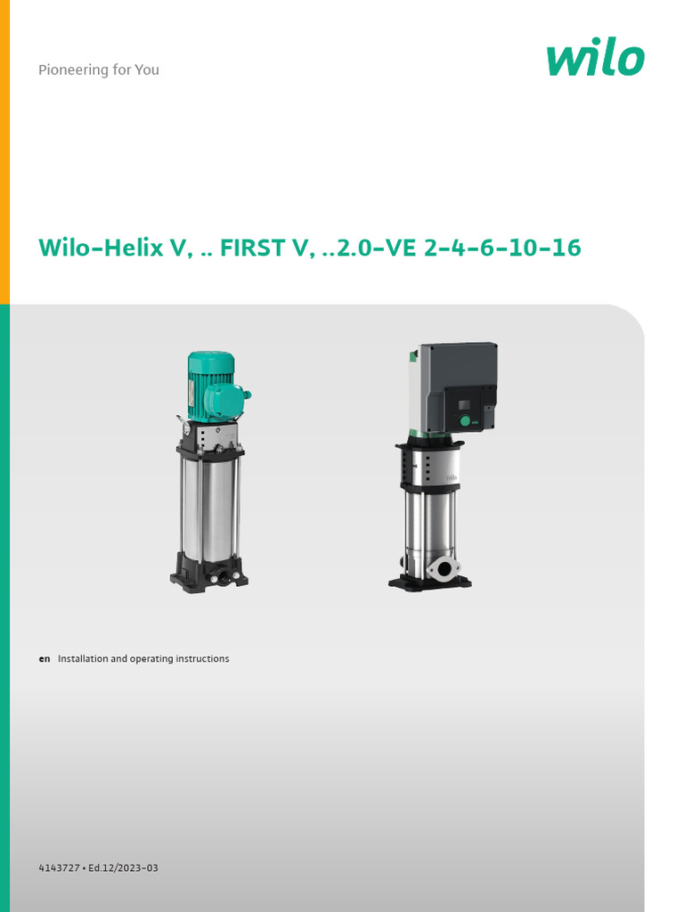 Wilo-Helix V Installation Guide | PDF | Pump | Safety