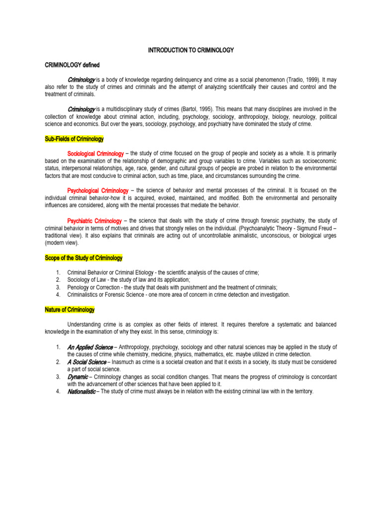 Overview of Criminology and Crime Types | PDF | Crimes | Crime & Violence