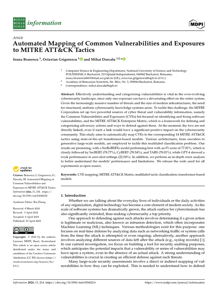 Automated Mapping of Common Vulnerabilities and Ex | PDF | Machine ...