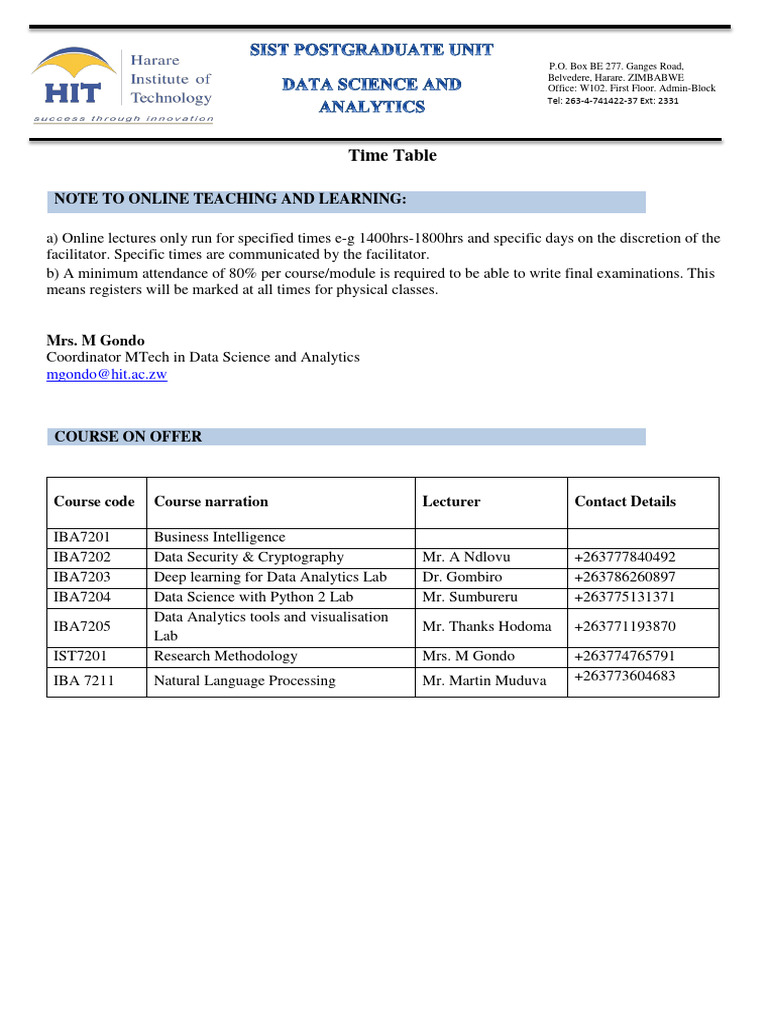 Data Science Course Schedule 2024 | PDF | Business Intelligence | Analytics