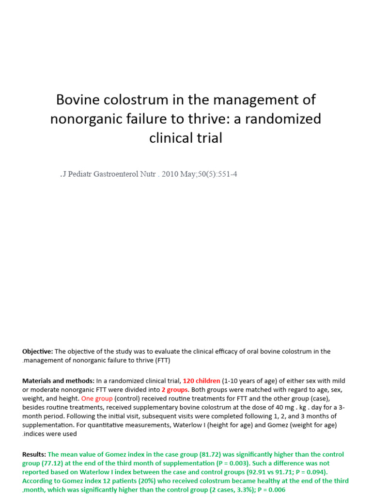 Bovine Colostrum for Child Health | PDF | Escherichia Coli | Diarrhea