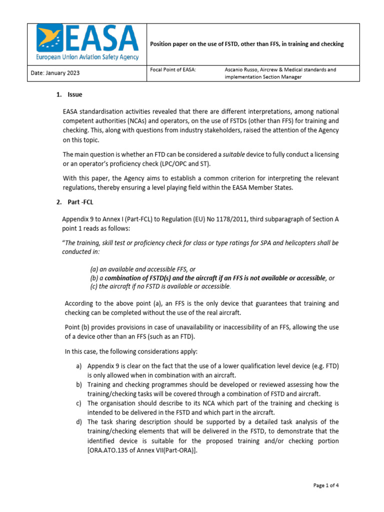 FSTD Use in Training and Checking Guidelines | PDF | Technology ...