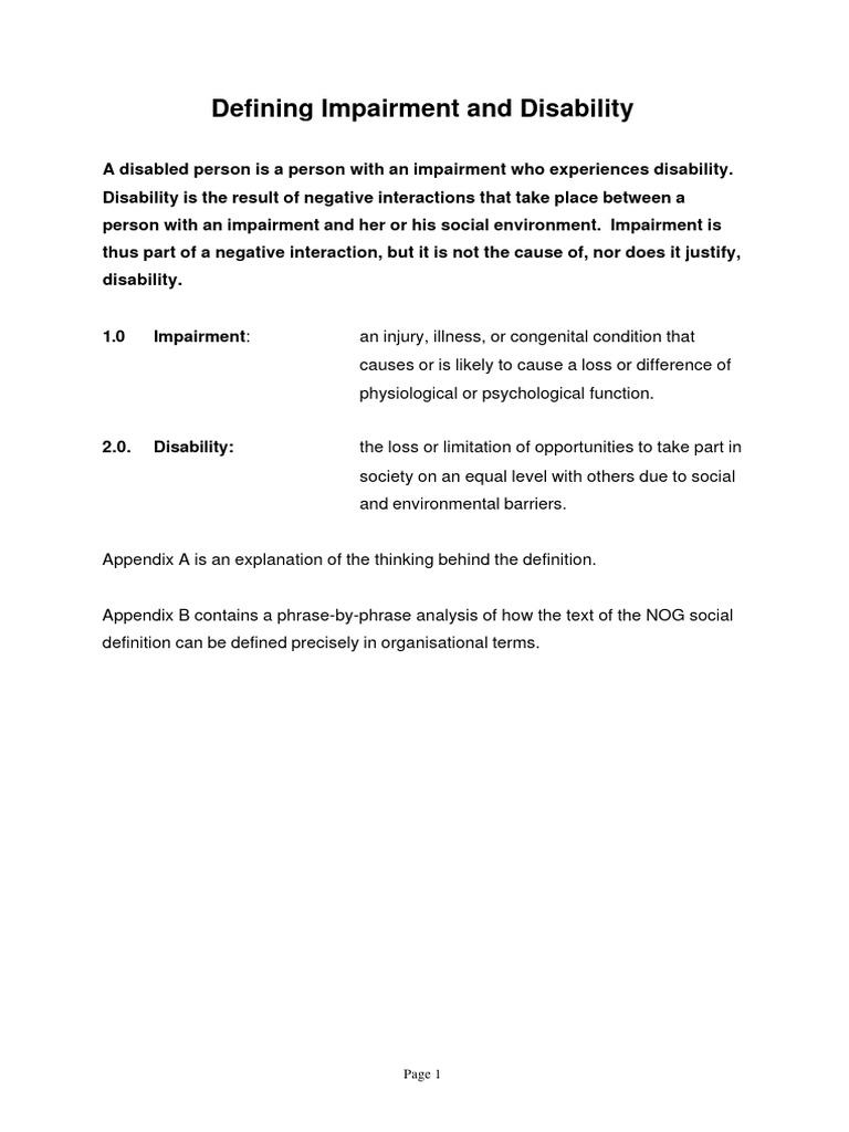 Understanding Impairment and Disability | PDF | Disability | Diabetes