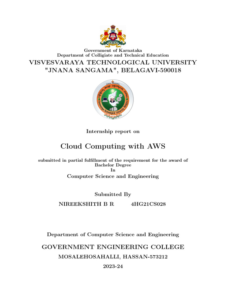 Internship Report: Cloud Computing AWS | PDF