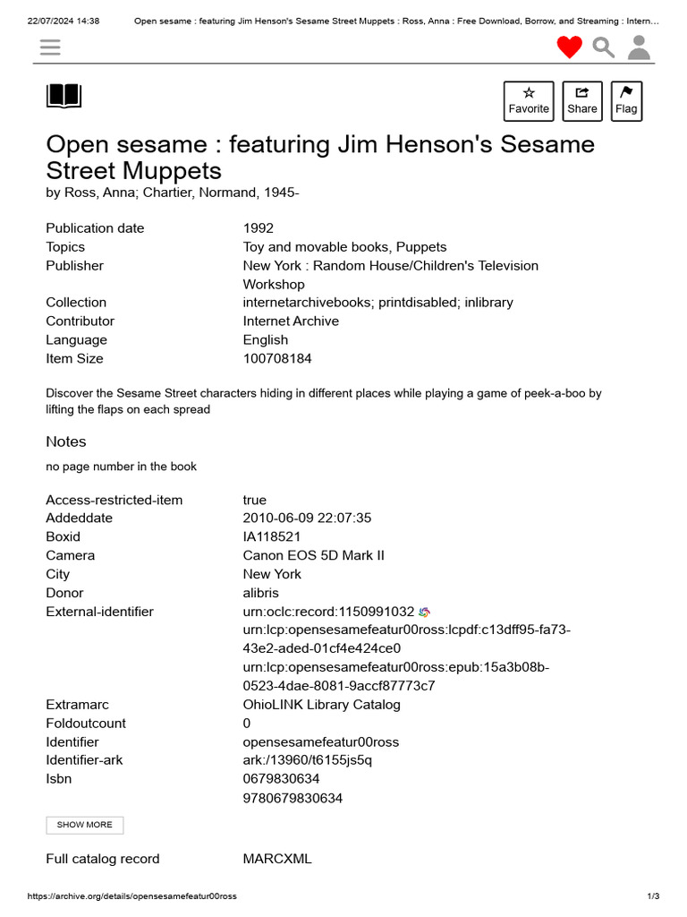Open sesame pdf the muppets