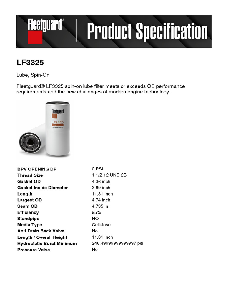 Product Specification - LF3325 | PDF