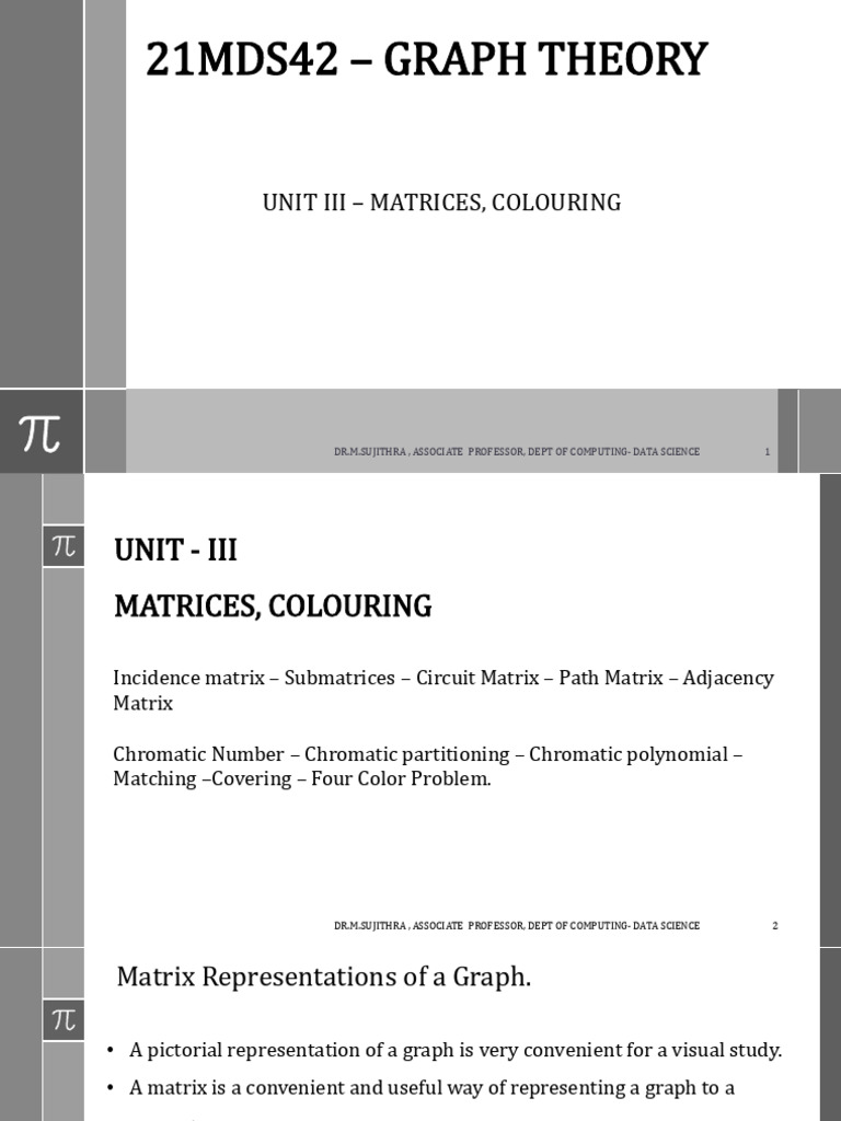 Unit 3 - Matrices, Colouring | PDF | Vertex (Graph Theory) | Matrix ...