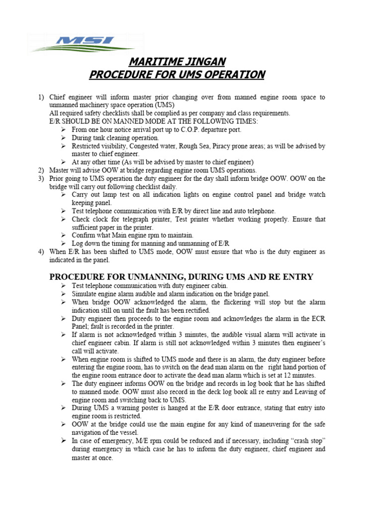 Ums Operation Pdf Transport