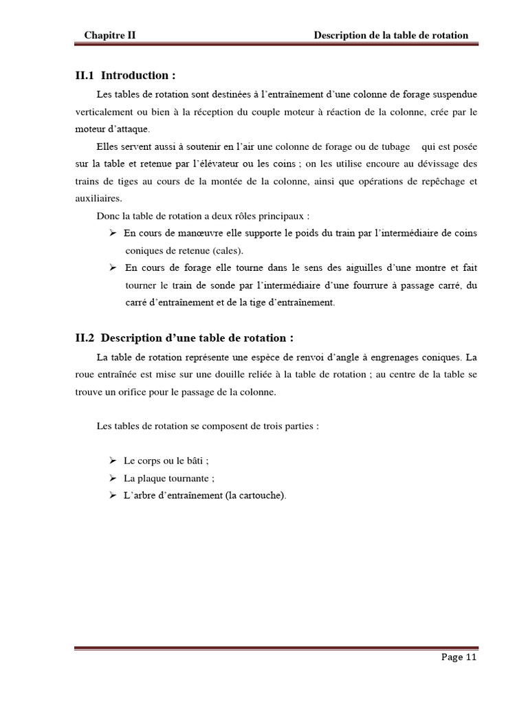 Fonctionnement et composants de la table de rotation | PDF | Ingénierie ...