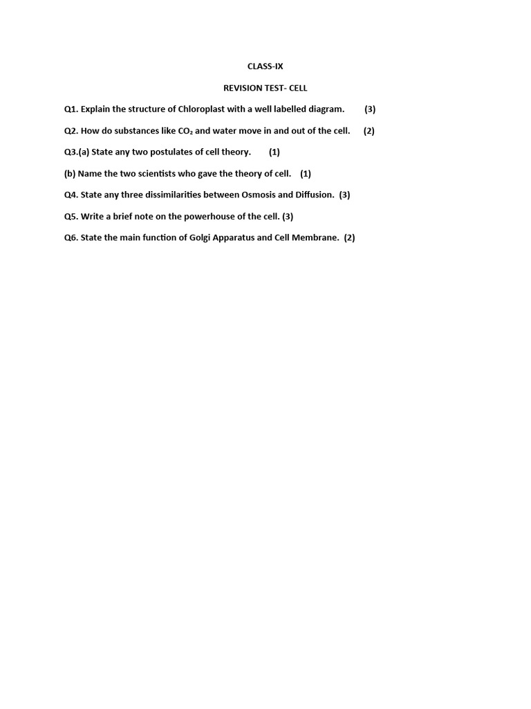 Class9 - Revision Test Cell | PDF