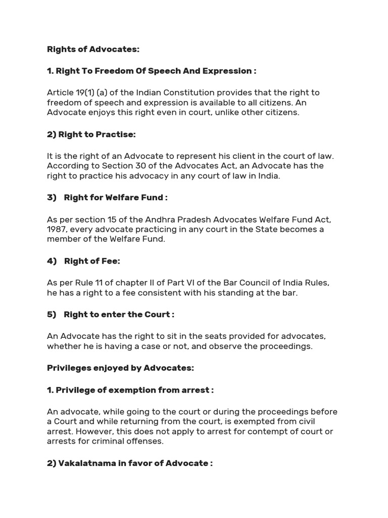 Prof Ethics Rights Privileges Of Advocates Pdf Advocate