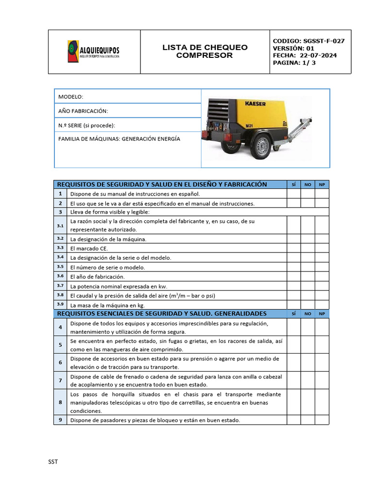Chec List Compresor | PDF