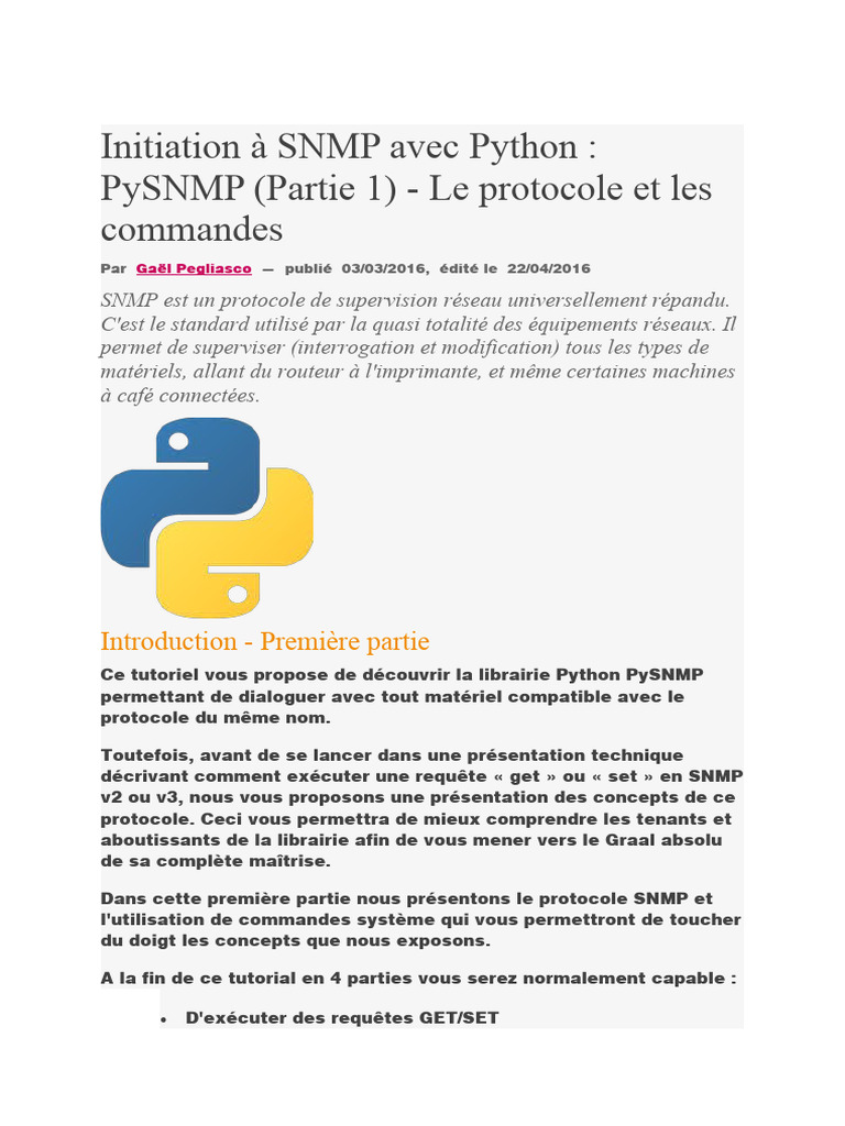 Introduction à SNMP avec PySNMP | PDF | Enveloppe de protection ...