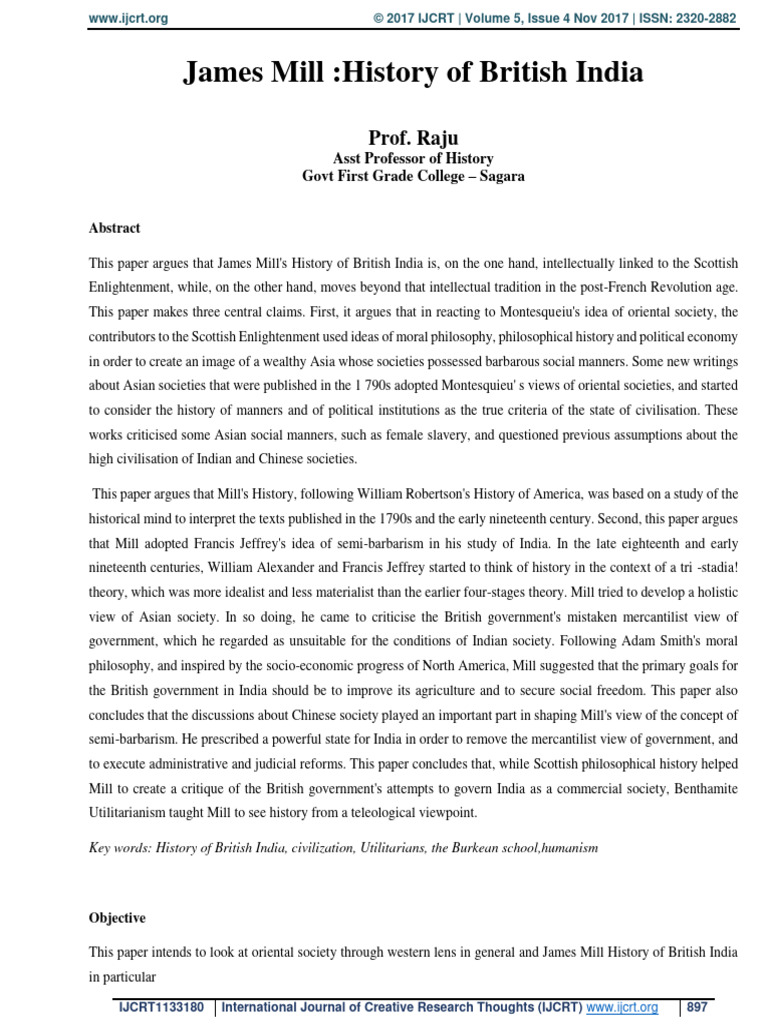 History Of British India PDF Age Of Enlightenment Utilitarianism