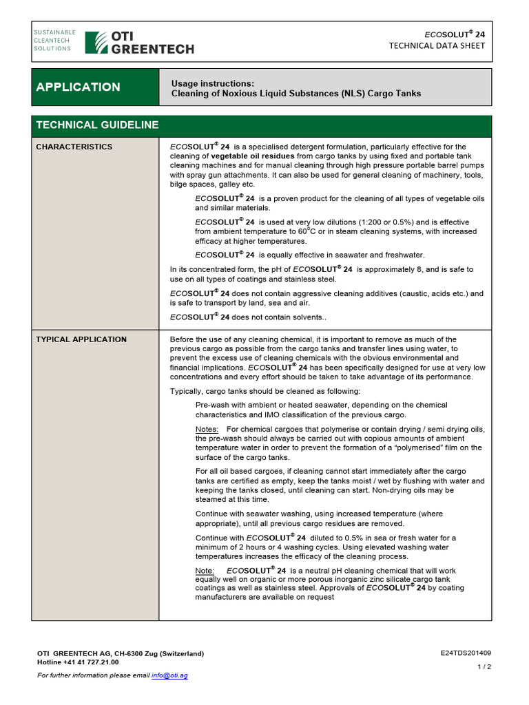Ba02 Ecosolut 24 Marine Sds | PDF | Toxicity | Dangerous Goods