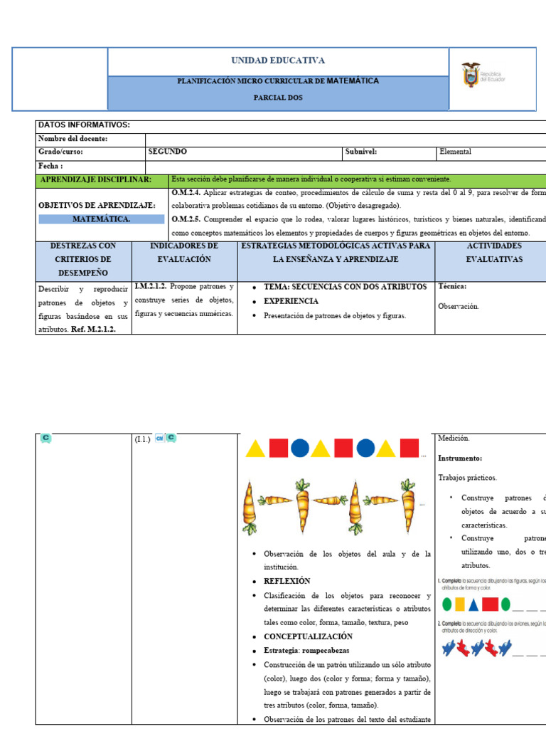2do - Micro - Matemática | PDF | Sustracción | Matemáticas