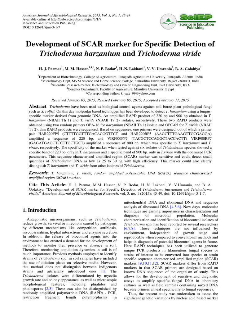 2015 Parmar Scars Makers | PDF | Polymerase Chain Reaction | Dna Sequencing