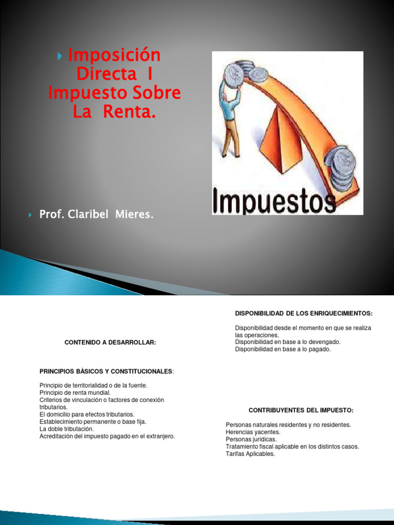 Principios Tecnicos CONTENIDO I | PDF | Impuestos | Impuesto sobre la renta