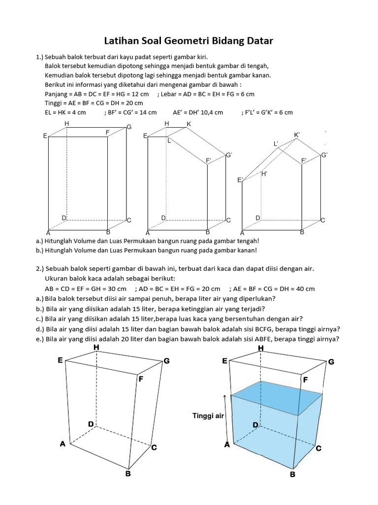 Latihan Geometri 3D: Volume dan Luas | PDF