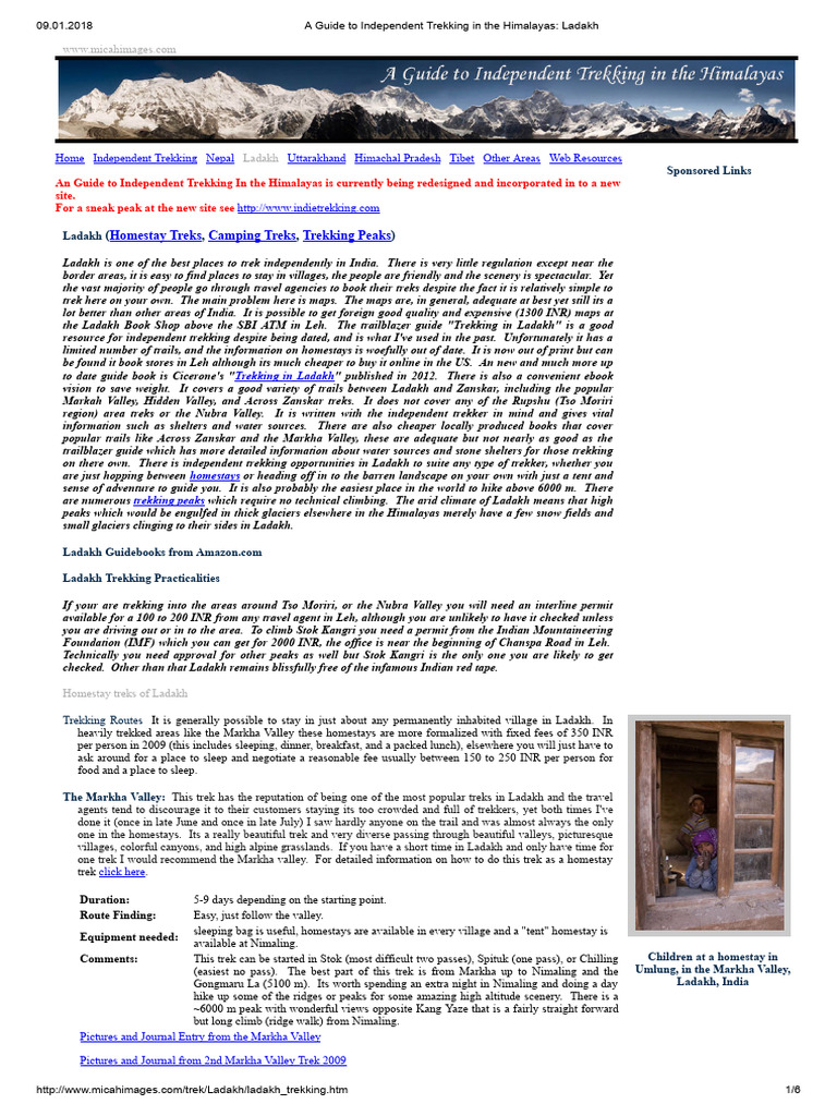 A Guide To Independent Trekking in The Himalayas - Ladakh | PDF ...