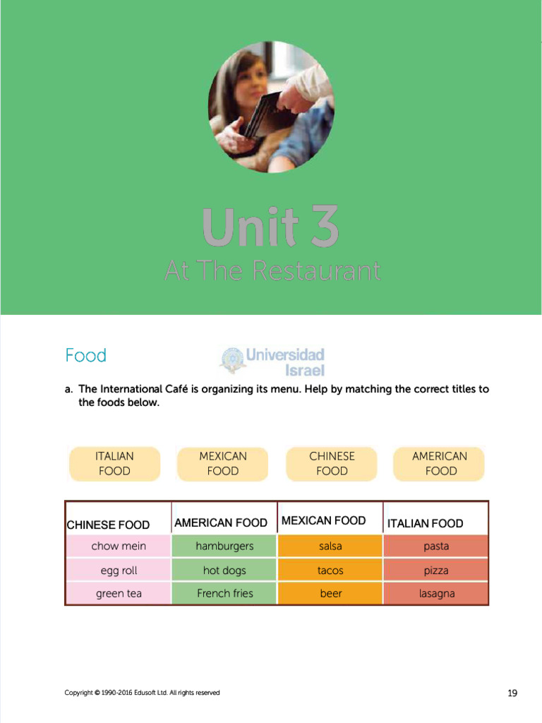 PDF Basic I Workbook Unit 3 - Compress | PDF | Lunch | Hamburgers