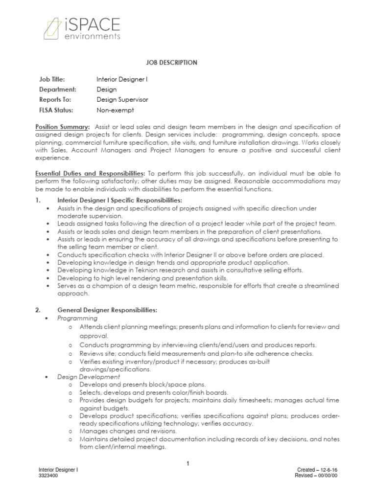 Interiordesigner I ispaceJD021518 | PDF | Team Building | Business