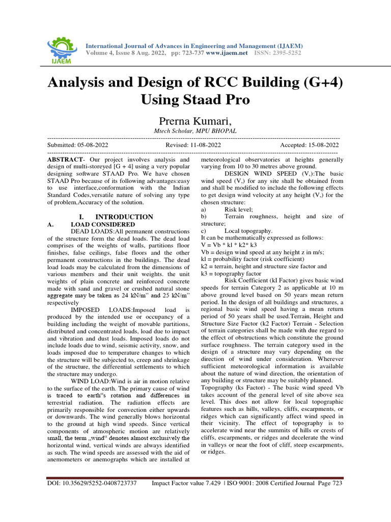 RCC Building Design Using STAAD Pro | PDF | Structural Load | Beam ...