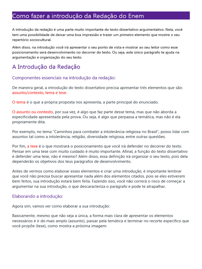 Como Fazer a Introdução da Redação do Enem | PDF | Carreira e Crescimento
