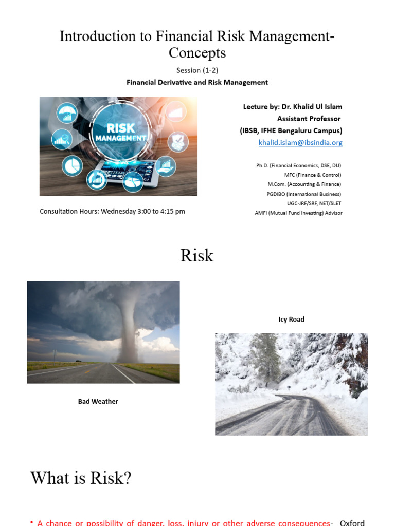 Introduction To Risk Management (JUST READ | PDF | Financial Risk | Risk
