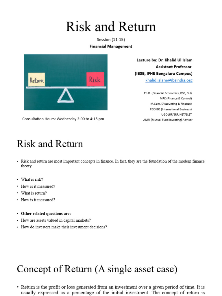 Understanding Risk and Return in Finance | PDF | Capital Asset Pricing ...