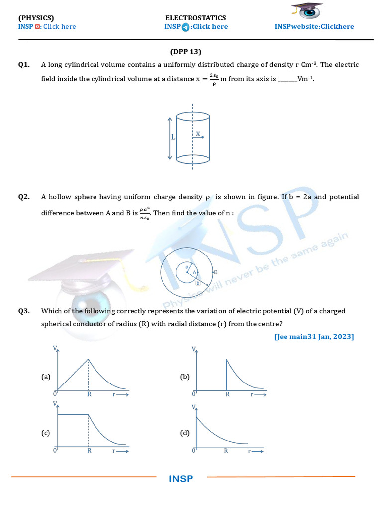 Electrostatics Problems and Solutions | PDF | Sphere | Electrostatics
