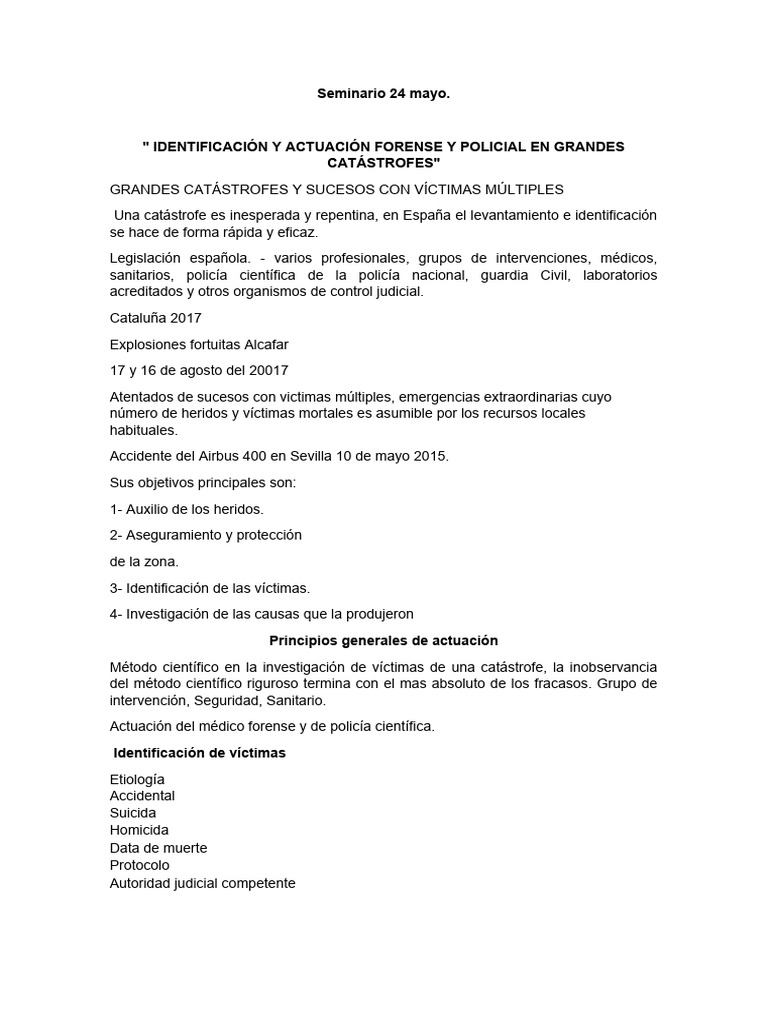 Actuacion Medico Forense en Susesos Con Victimas Multimas Multiples ...