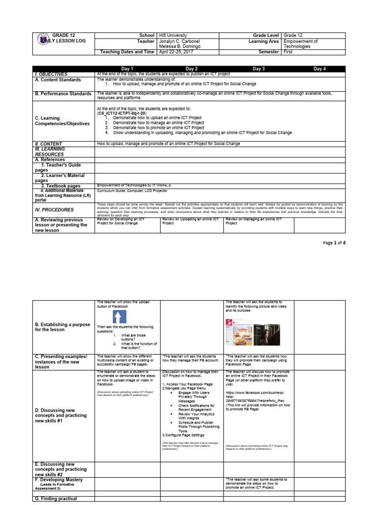 Grade 12 ICT Project Management Guide | PDF | Educational Technology ...