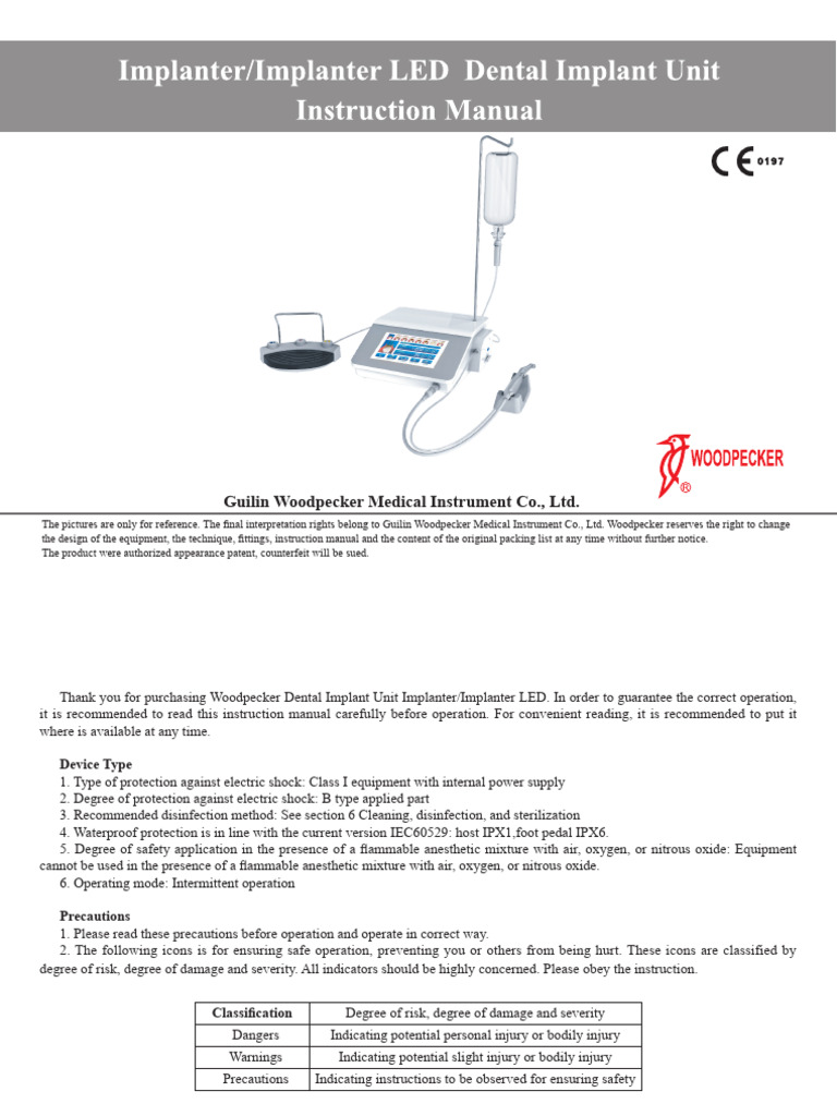 woodpecker-implanter-motor-manual | Download Free PDF | Medical Device ...