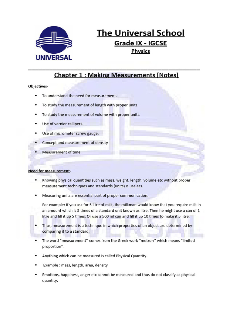 Chapter 1 Making Measurements Pdf Density Volume