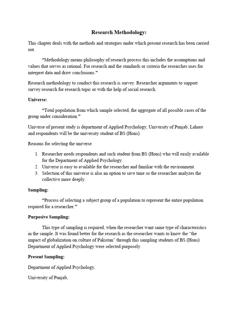Research Methodology | PDF | Sampling (Statistics) | Methodology