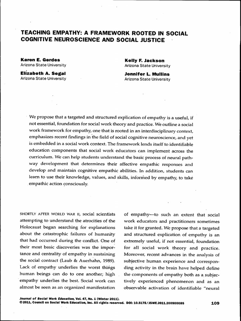 Empathy Framework for Social Work Education | PDF | Empathy ...