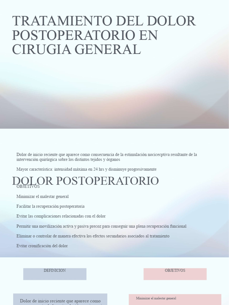Dolor Postoperatorio | PDF | Analgésico | Dolor