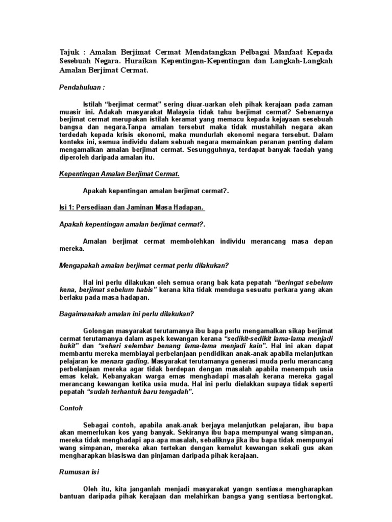 Peribahasa Tentang Berjimat Cermat
