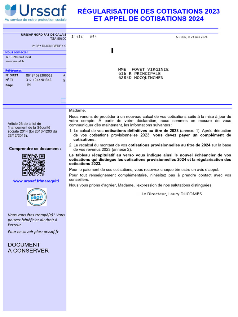 Récapitulatif cotisations 2023 et 2024 | PDF | Imposition | Richesse