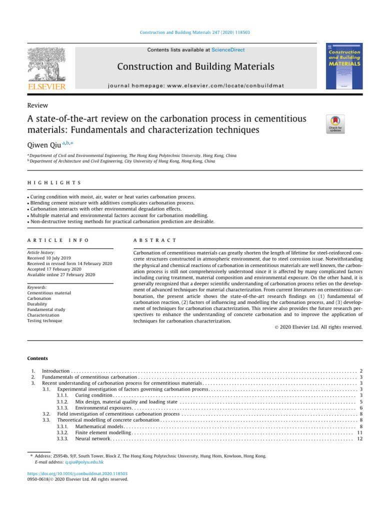 Carbonation in Cementitious Materials Review | PDF | Cement | Concrete