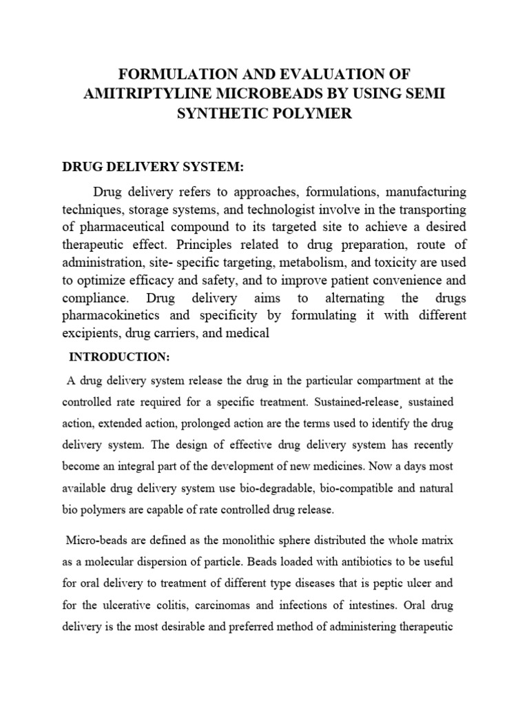 Amitriptyline Microbeads via Alginate | PDF | Pharmaceutical ...