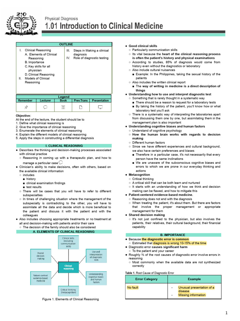 1.01 Introduction To Clinical Medicine | PDF | Medical Diagnosis ...