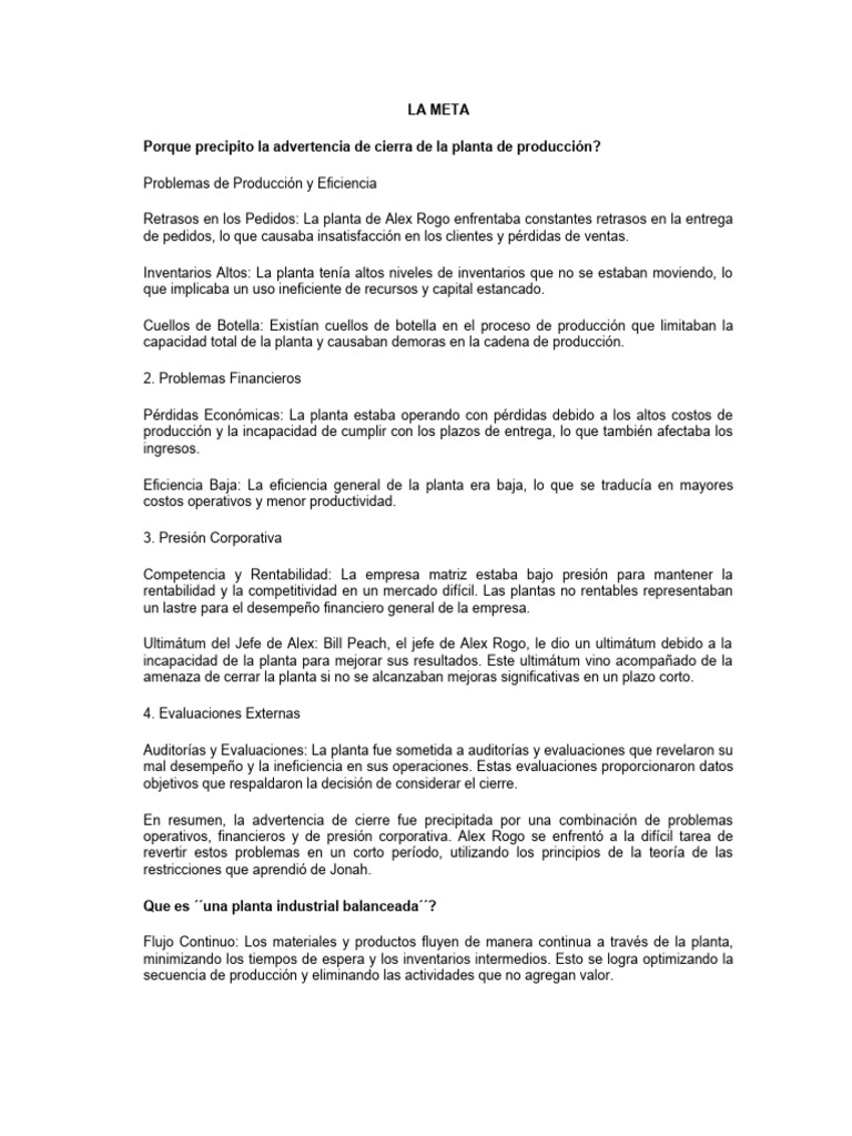 La Meta | PDF | Planificación | Estadísticas
