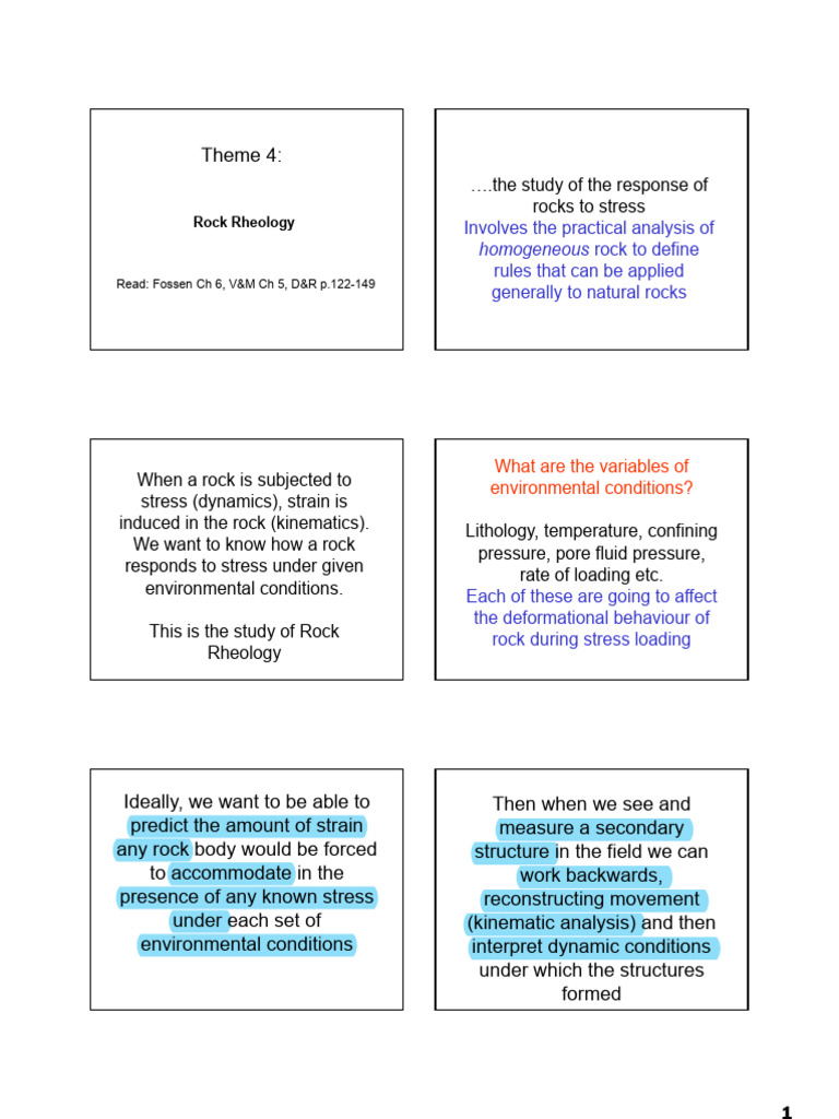 Theme 4 Slides Rock Rheology | PDF | Deformation (Engineering) | Fracture