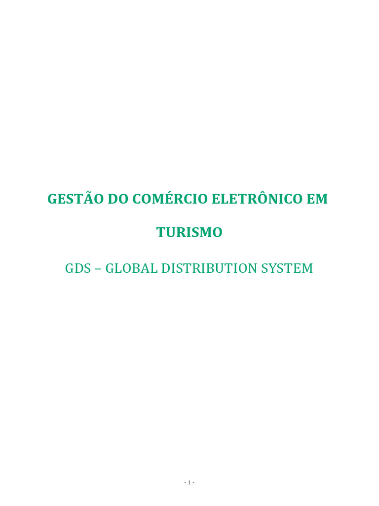 GDS: O Futuro do Comércio Eletrônico em Turismo | PDF | Agência de ...